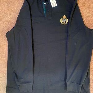 Ralph Lauren Black Polo Shirt with Gold Emblem
